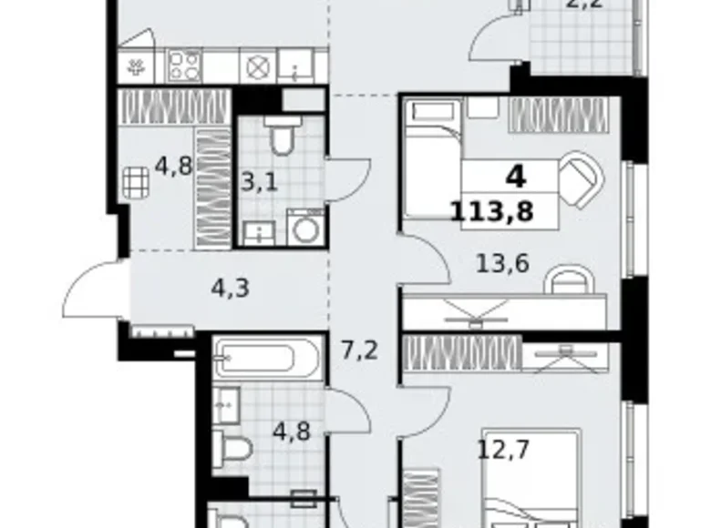 Wohnung 4 zimmer 114 m² Kommunarka, Russland