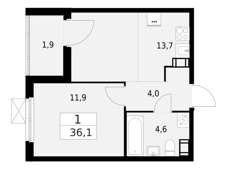 Apartamento 1 habitación 36 m² Krasnoye Selo, Rusia
