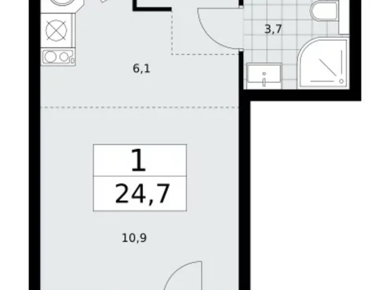 Mieszkanie 1 pokój 25 m² Kommunarka, Rosja