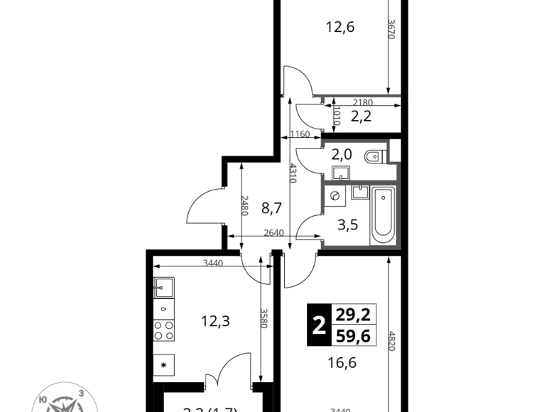 Wohnung 2 zimmer 60 m² Leninsky District, Russland