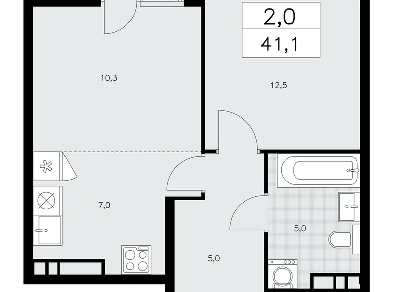 Wohnung 2 zimmer 41 m² Kommunarka, Russland