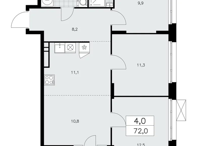 Mieszkanie 4 pokoi 72 m² Kommunarka, Rosja