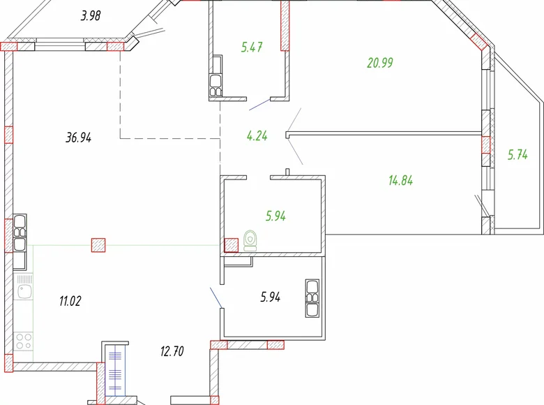 Apartamento 3 habitaciones 124 m² Sack, Belarús