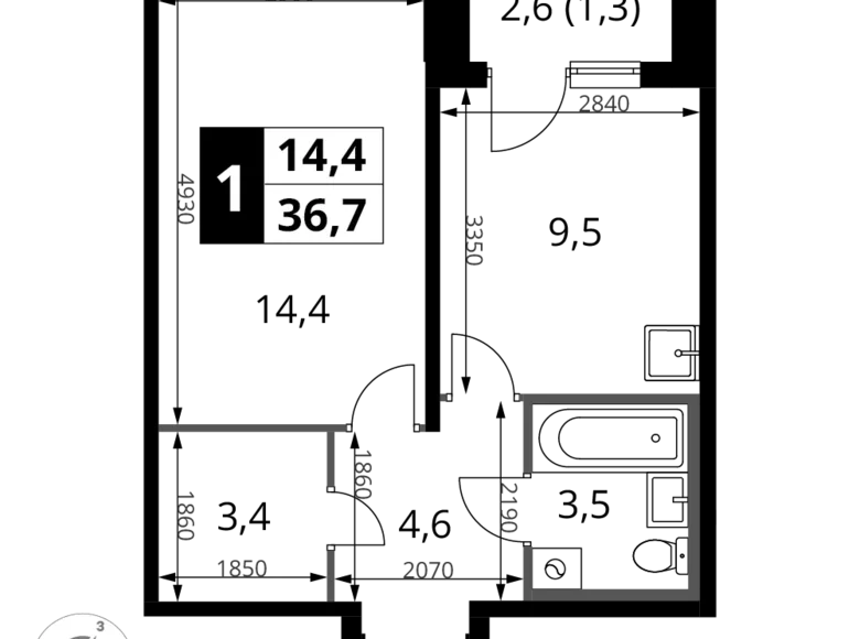 Appartement 1 chambre 37 m² Sapronovo, Russie