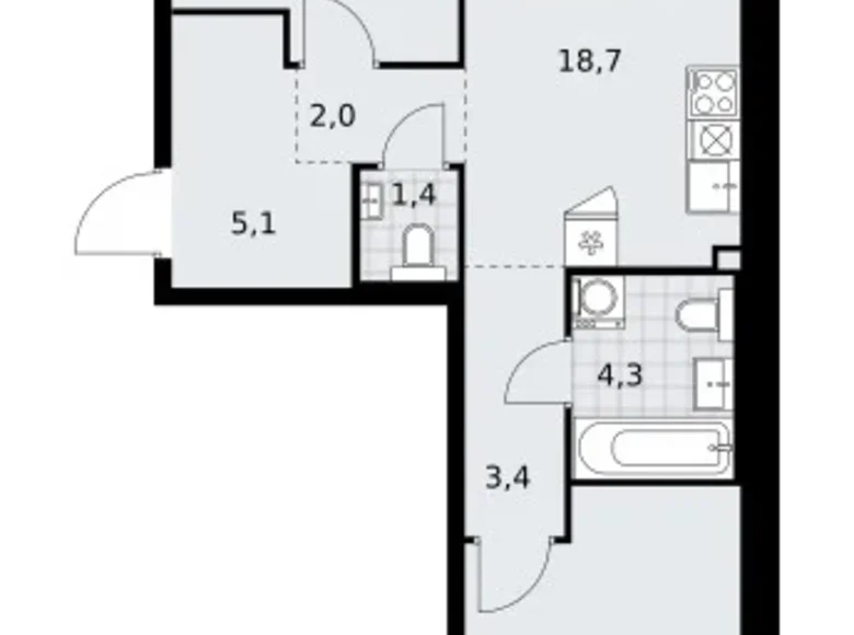 Apartamento 2 habitaciones 59 m² Troitsk, Rusia