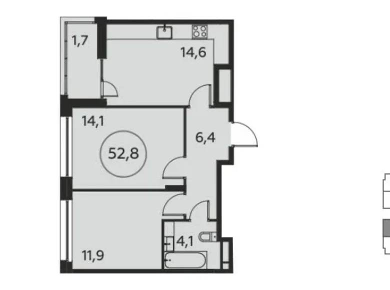 Apartamento 2 habitaciones 53 m² Kommunarka, Rusia