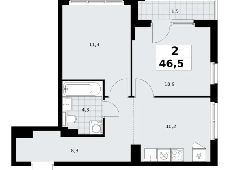 Apartamento 2 habitaciones 47 m² Troitsk, Rusia