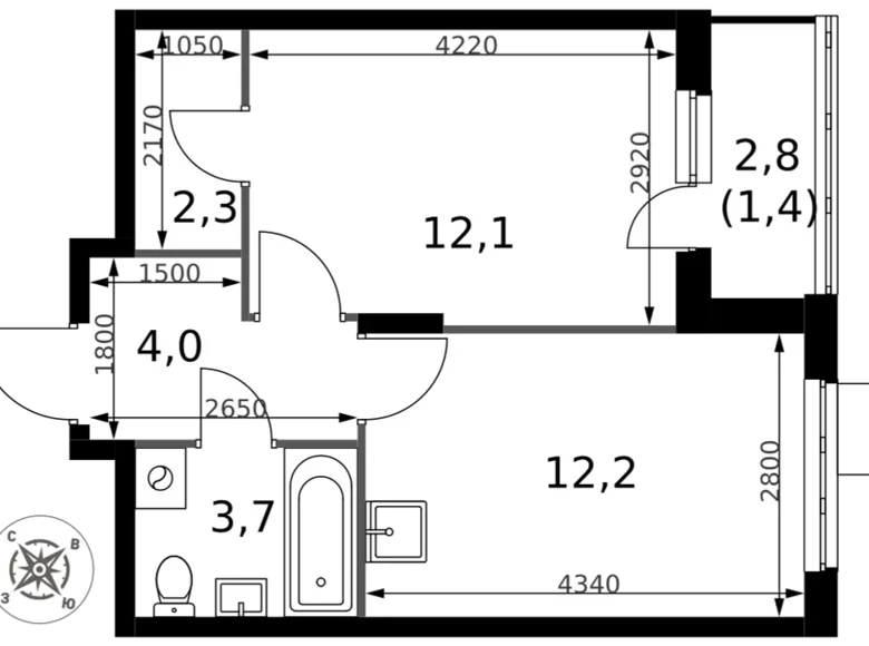 Appartement 1 chambre 36 m² Sapronovo, Russie