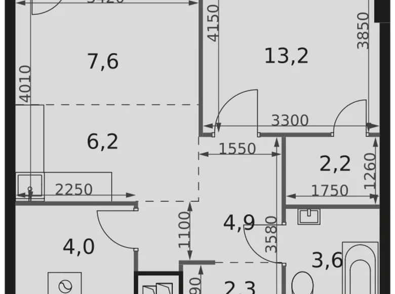 Mieszkanie 1 pokój 46 m² Moskwa, Rosja