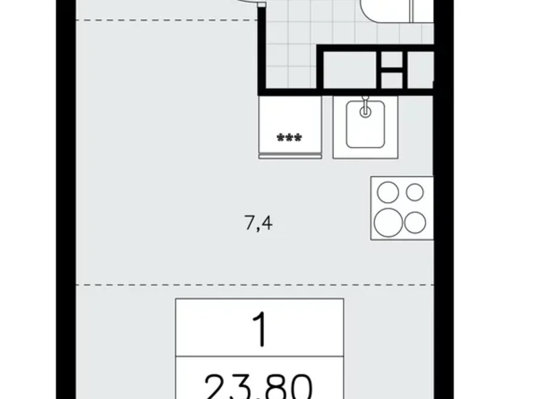 Apartamento 1 habitación 24 m² Kommunarka, Rusia
