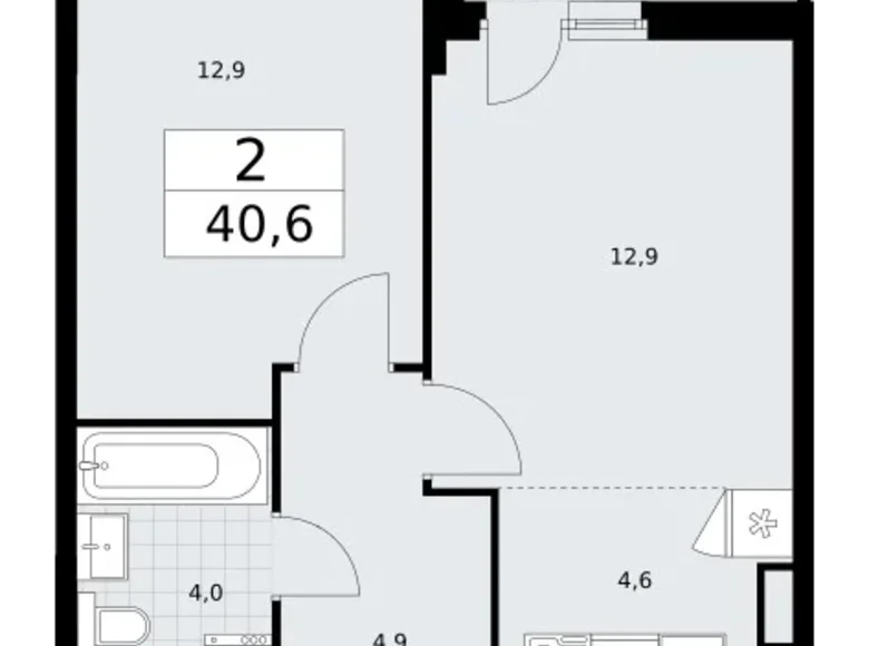 Wohnung 2 zimmer 41 m² Wnukowo, Russland