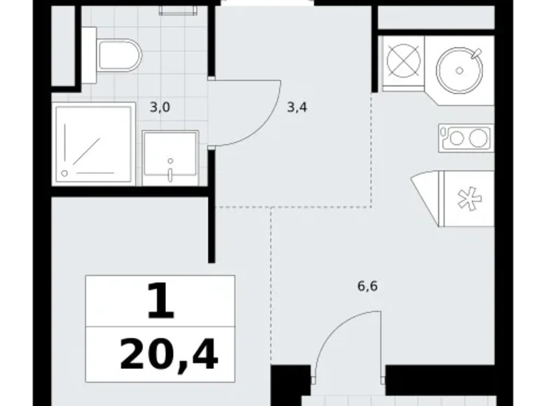 Apartamento 1 habitación 20 m² Vnukovo, Rusia