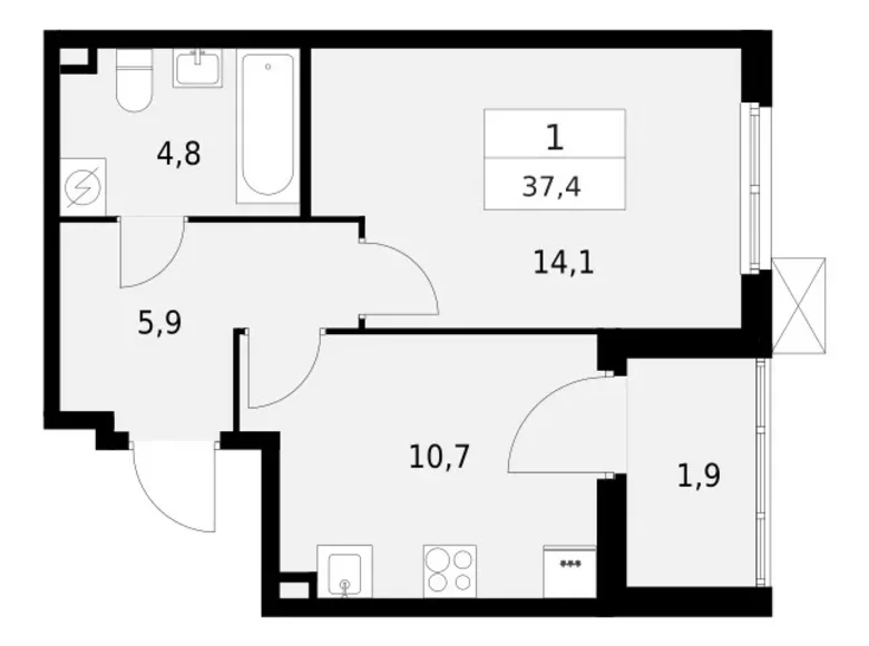 Appartement 1 chambre 37 m² Krasnoye Selo, Russie