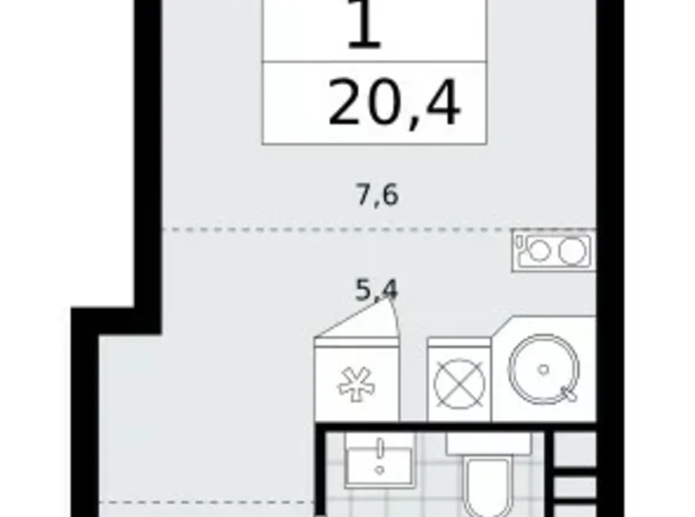 Apartamento 1 habitación 20 m² Kommunarka, Rusia