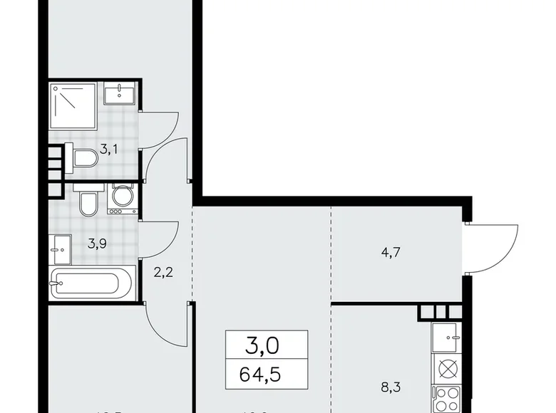 Квартира 3 комнаты 65 м² район Коммунарка, Россия