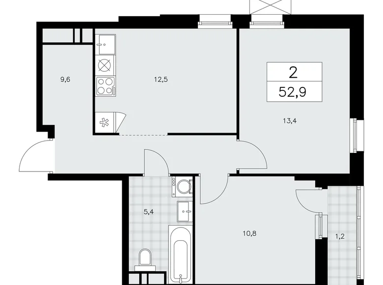 Appartement 2 chambres 53 m² Kommunarka, Russie