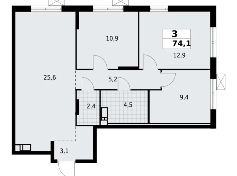 Wohnung 3 zimmer 74 m² Krasnoje Selo, Russland