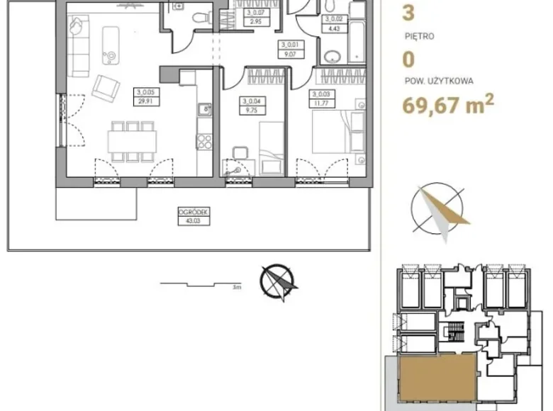 2 bedroom apartment 70 m² Rumia, Poland