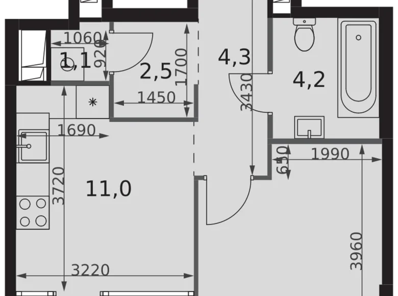 1 room apartment 39 m² Moscow, Russia