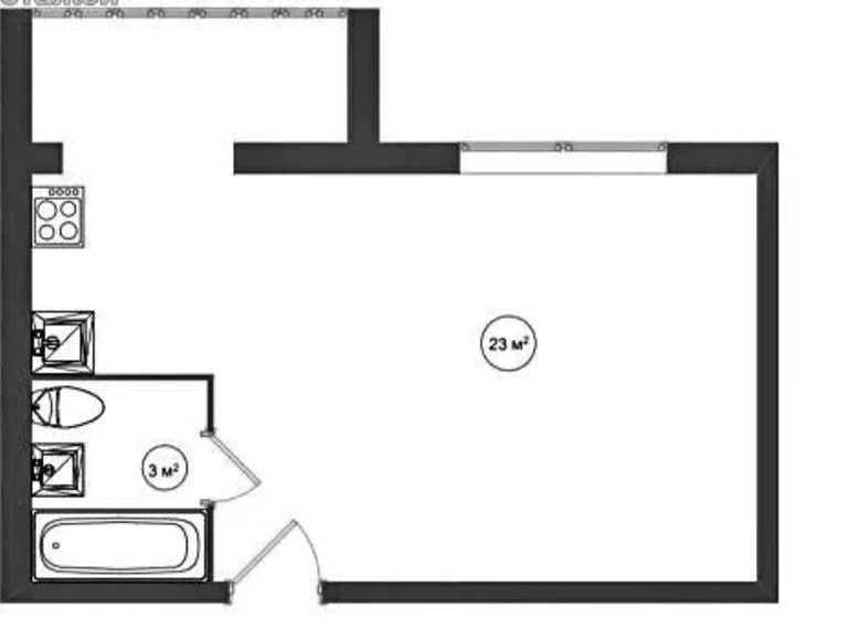 1 room apartment 28 m² Minsk, Belarus