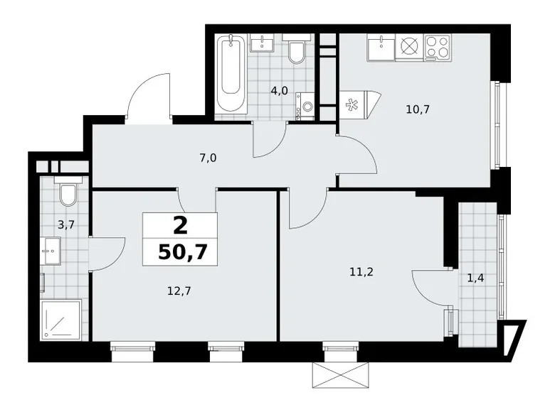 Apartamento 2 habitaciones 51 m² Kommunarka, Rusia