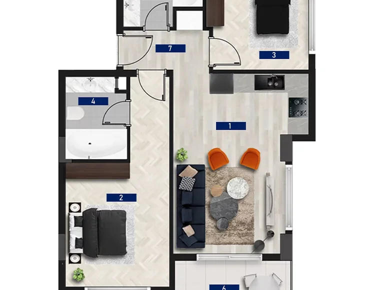 Квартира 3 комнаты 70 м² Аланья, Турция