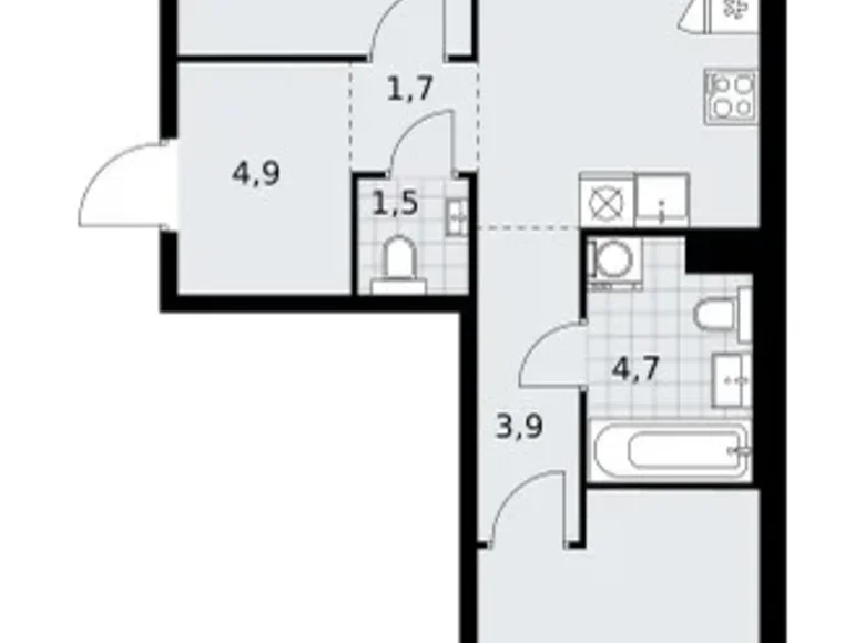 Appartement 2 chambres 58 m² Troïtsk, Russie