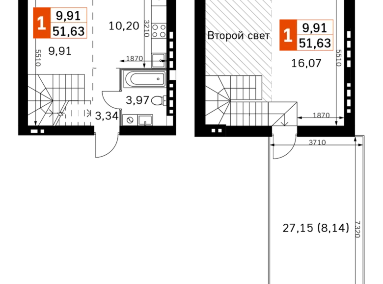 Wohnung 2 zimmer 52 m² Rajon Odinzowo, Russland