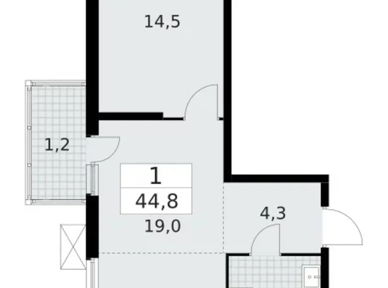 Квартира 1 комната 45 м² Красное Село, Россия
