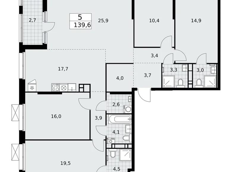 Appartement 5 chambres 140 m² Kommunarka, Russie