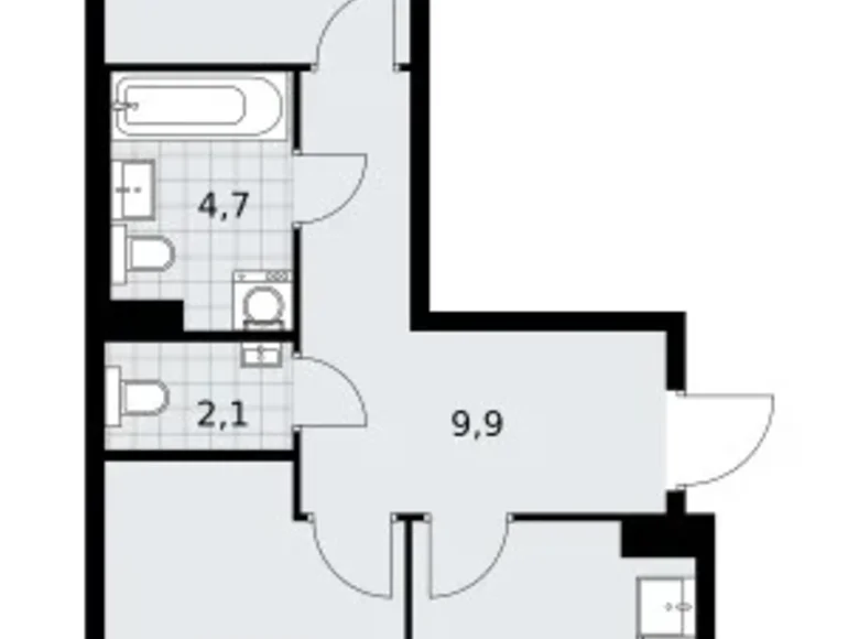 Mieszkanie 2 pokoi 57 m² Troick, Rosja