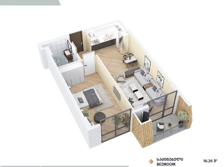 Квартира 2 комнаты 53 м² Тбилиси, Грузия
