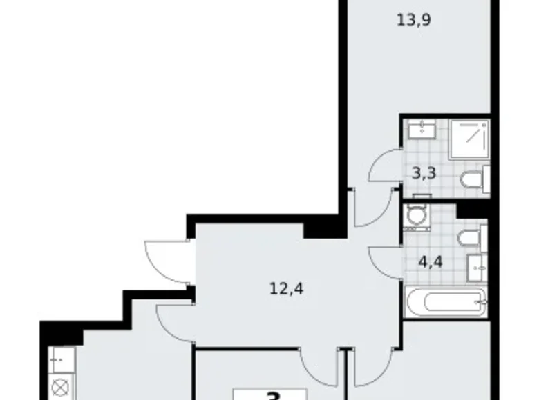 Wohnung 3 zimmer 72 m² Troizk, Russland