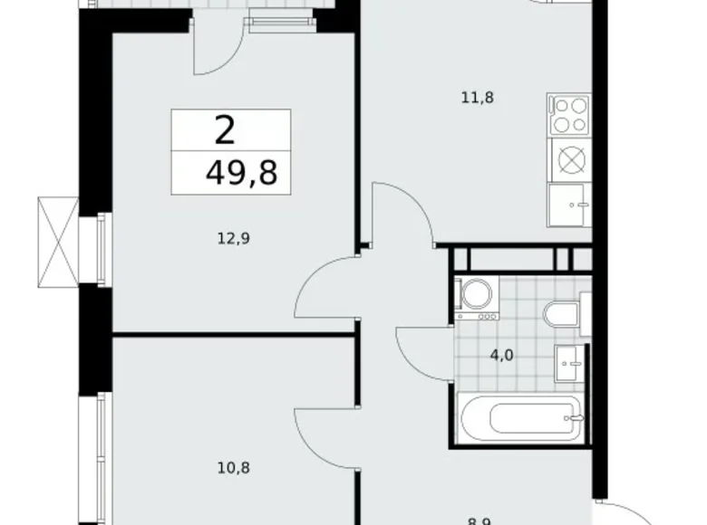 Квартира 2 комнаты 50 м² район Коммунарка, Россия