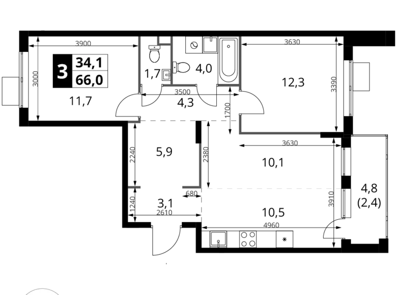 Wohnung 3 zimmer 66 m² Chimki, Russland