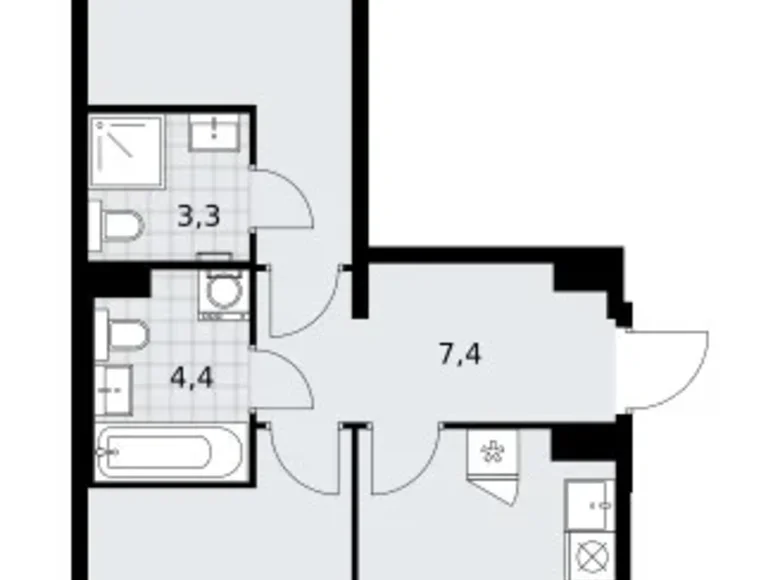 Квартира 2 комнаты 59 м² район Троицк, Россия
