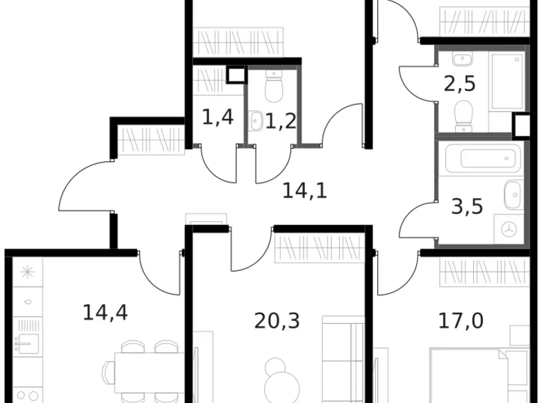 Mieszkanie 4 pokoi 101 m² Moskwa, Rosja