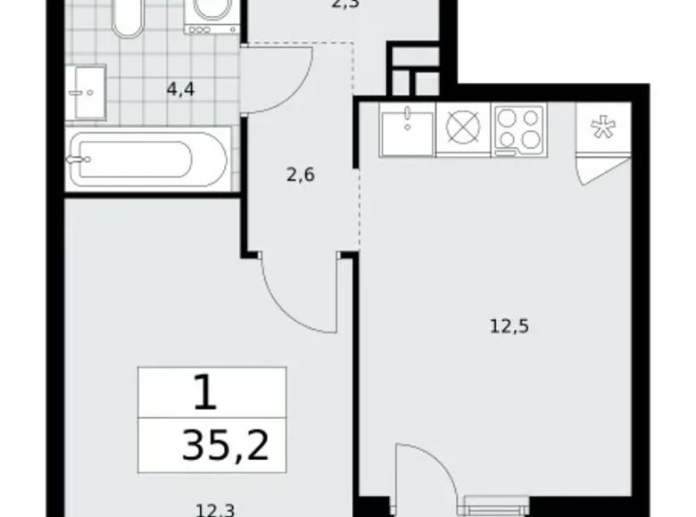 Apartamento 1 habitación 35 m² Kommunarka, Rusia