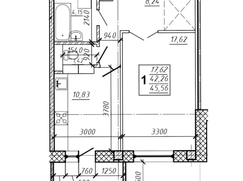 Квартира 1 комната 46 м² Могилёв, Беларусь