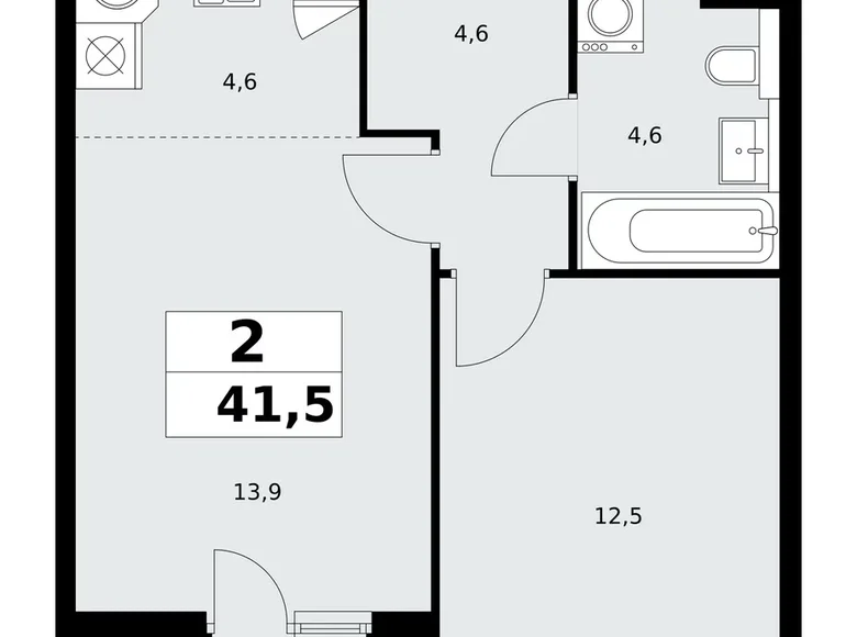 Wohnung 2 zimmer 42 m² Kommunarka, Russland