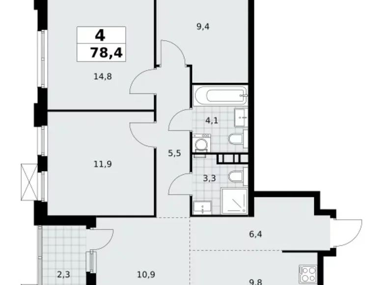 Apartamento 4 habitaciones 78 m² Kommunarka, Rusia