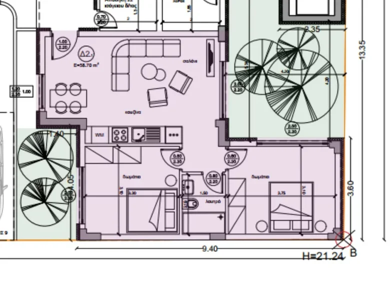 Appartement 2 chambres 79 m² Nea Kallikrateia, Grèce