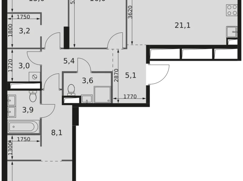 Квартира 3 комнаты 99 м² Москва, Россия