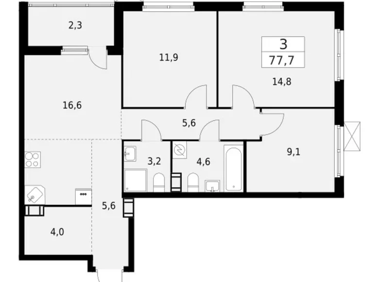 Apartamento 3 habitaciones 78 m² Krasnoye Selo, Rusia
