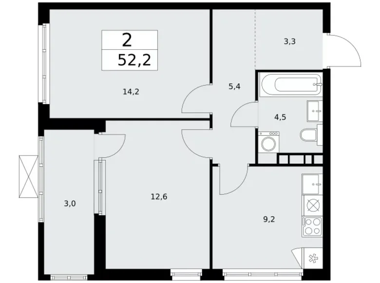 Wohnung 2 zimmer 52 m² Kommunarka, Russland