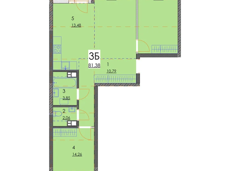 Квартира 3 комнаты 81 м² Минск, Беларусь