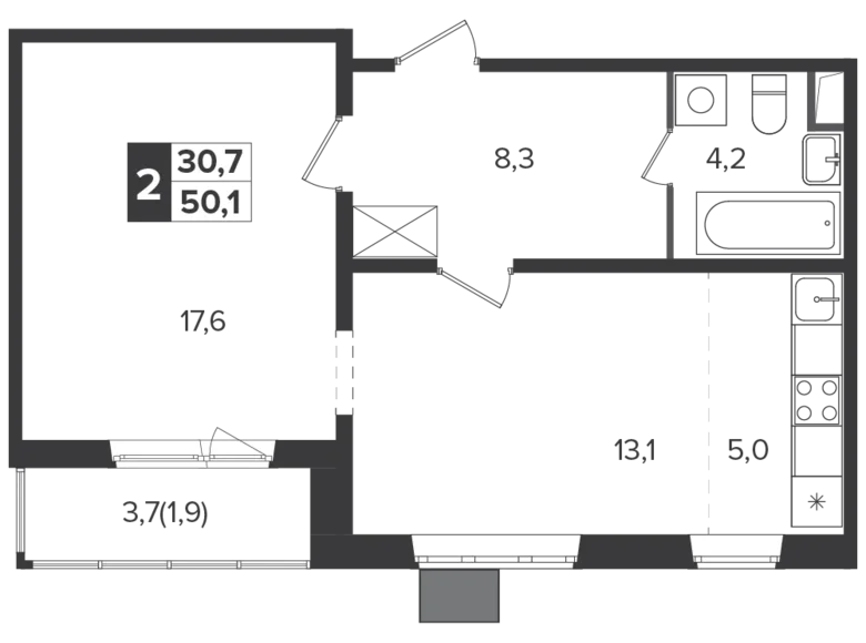 Appartement 2 chambres 50 m² Leninsky District, Russie