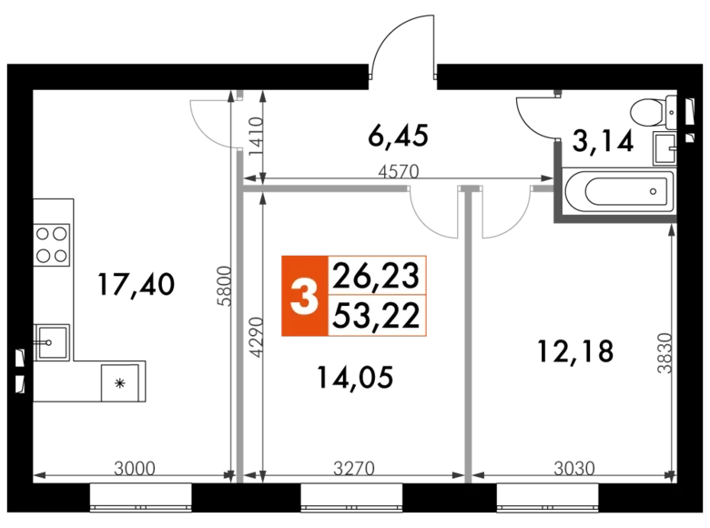 Appartement 2 chambres 53 m² Aprelevka, Russie