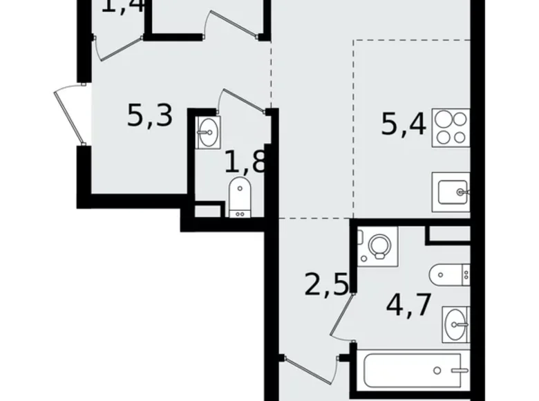 Apartamento 3 habitaciones 58 m² Vsevolozhsk, Rusia