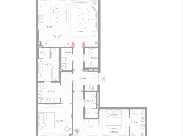 Apartamento 2 habitaciones 129 m² Moscú, Rusia